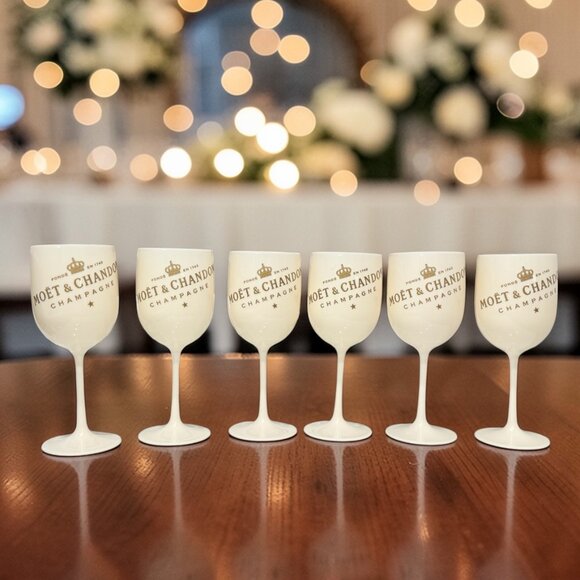 Vintage Other - 6 Vintage Moet & Chandon Ice Imperial Cream & Gold Acrylic Champagne Goblets